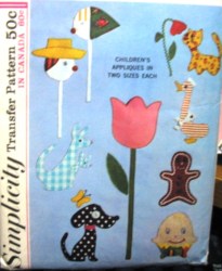 6259 SIMPLICITY 1965 IRON ON TRANSFERS KIDS EMBROIDERY APPLIQUES PATTERN